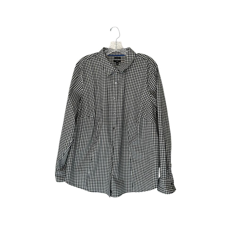 Talbots Women Plaid Collared Wrinkle Resistant Button Up Blouse Shirt Size‎ 18W